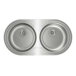 Fregadero DR 80 2C circular de acero inoxidable para empotrar con 2 cubetas de 440 x 840 mm. - TEKA