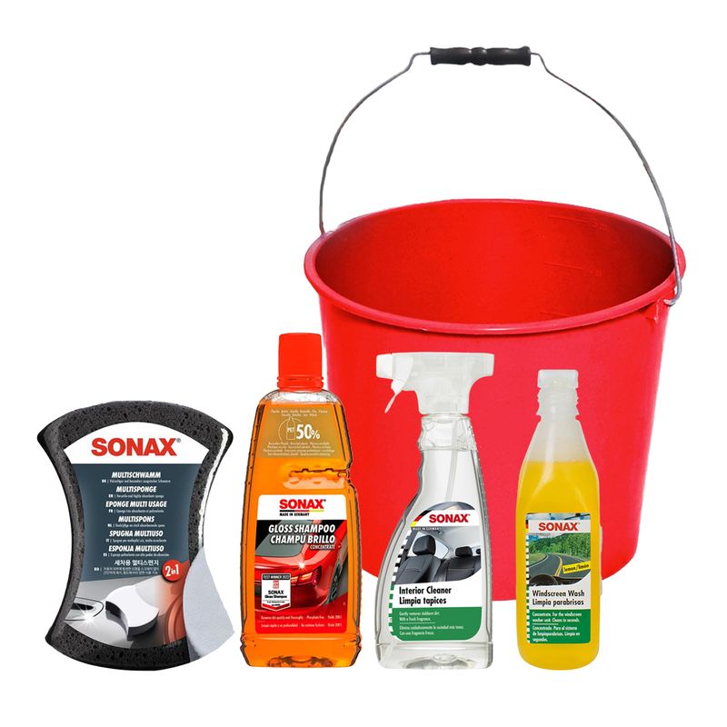 Kit-balde-de-limpieza-para-auto-esponja---limpia-tapices---limpia-parabrisas---shampoo.