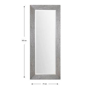 Espejo de pared GRIS rectangular con marco de madera tipo metálico de 71 x 157 cm con diseño ondulado. - K HOME