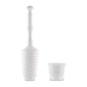 Destapador para baño tipo embolo resistente con base de color blanco. - ORGILL