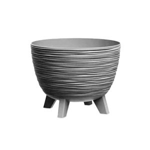 Maceta color gris de polipropileno con textura surcado de 19,5 x 23,5 cm. - FURU