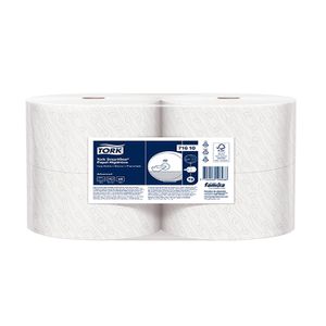 Papel higiénico industrial jumbo doble hoja precortada de 250 metros. Pack x 4. - FAMILIA - TORK