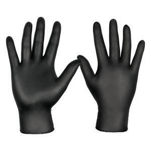 Guantes desechables negros sin polvo y sin látex, fabricados en nitrilo no esteril talla MEDIUM. - NITRI-COR ECLIPSE