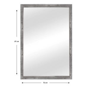 Espejo de pared Gris CLARO rectangular con marco de madera tipo metálico de 72 x 87 cm. - K HOME