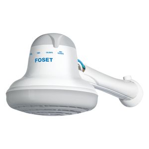 Ducha eléctrica de 4 temperaturas de 5400W gris, de 16.5cm de diámetro con cuerpo de PVC. - FOSET