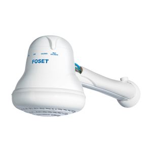 Ducha eléctrica de 4 temperaturas de 5400W blanca, de 14.5cm de diámetro con cuerpo de PVC. - FOSET