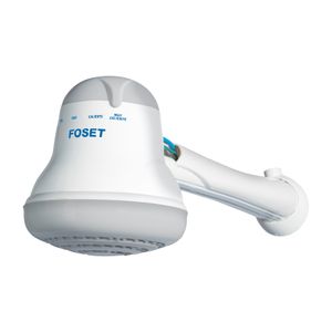 Ducha eléctrica de 4 temperaturas de 5400W gris, de 14.5cm de diámetro con cuerpo de PVC. - FOSET