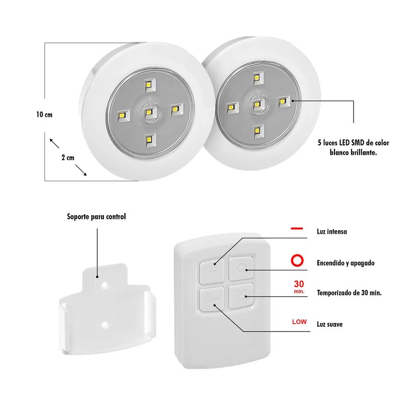 Set-de-2-lamparas-LED-circulares-de-2-x-10-cm-con-encendido-manual-e-inalambrico-con-control-remoto--pack-x-2