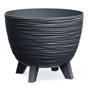 Maceta color gris de polipropileno con textura surcado de 33 x 40 cm. - FURU