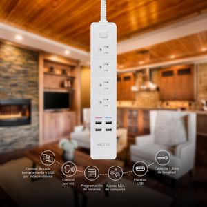 Regleta inteligente SMART WIFI con 4 tomas + 4 USB, 110V. - NEXXT