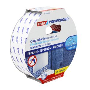 Cinta doble faz blanca de espuma adhesiva para espejos; 3,8 cm x 5 m. - TESA