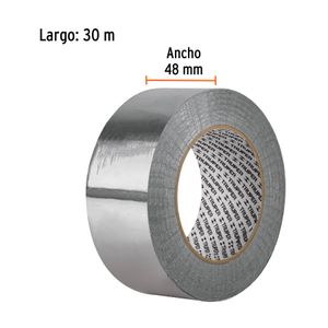 Cinta adhesiva de aluminio de 48 mm x 30 metros de alta adherencia. - TRUPER