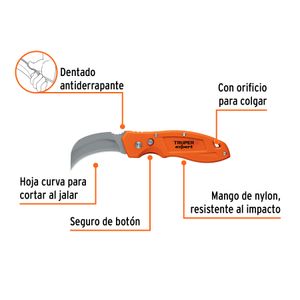 Cuchilla para linoleum de 7 pulgadas retráctil con mango de nylon. - TRUPER EXPERT