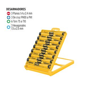 Juego de desarmadores de 15 piezas de precision para joyero. - PRETUL