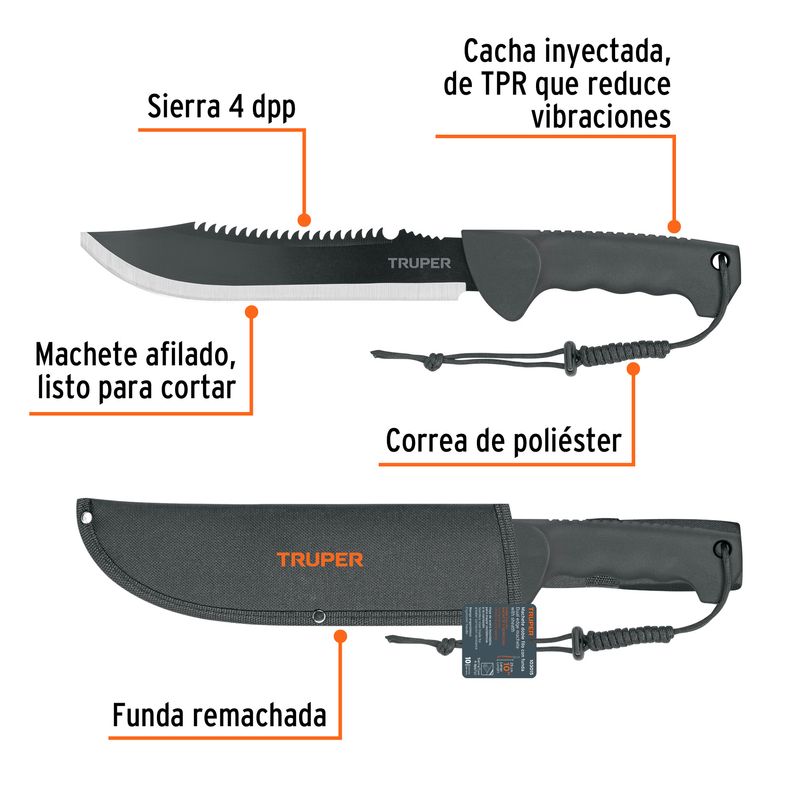 Machete-doble-filo-tactico-de-10-pulgadas-con-sierra-de-4-dpp-y-empuñadura-inyectada.