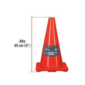 Cono de seguridad de 45 cm sencillo con estructura de PVC. - TRUPER