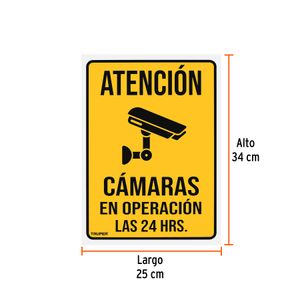 Letrero con mensaje CÁMARAS EN OPERACIÓN de 25 x 34 cm. - TRUPER