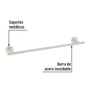Toallero de baño de 61 cm de acabado satin anti huellas Tubig. - FOSET