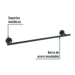 Toallero de baño de 61 cm de acabado negro mate Tubig. - FOSET