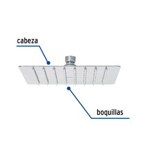 Cabezal de ducha cuadrado de 8 pulgadas articulado SIN BRAZO. - FOSET