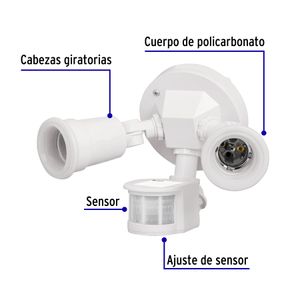 Lámpara de sobreponer tipo arbotante para pared con sensor movimiento. - VOLTECK