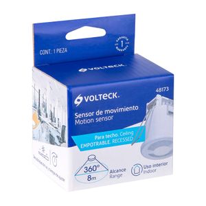 Sensor de movimiento empotrable de 8 metros de alcace, para cielos falsos. - VOLTECK