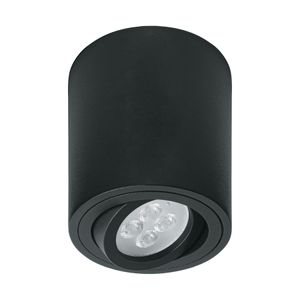 Aplique decorativo redondo negro con spot dirigible (base GU10) para lámparas MR16. - VOLTECK
