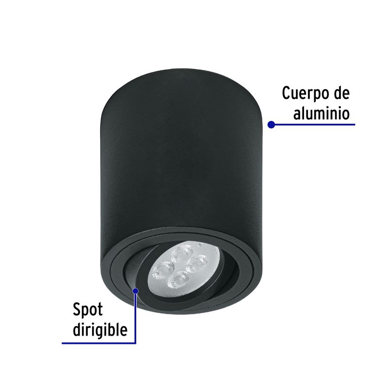 Aplique-decorativo-redondo-negro-con-spot-dirigible--base-GU10--para-lamparas-MR16.