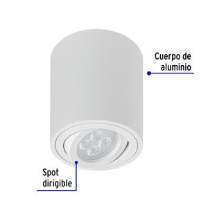 Aplique decorativo redondo blanco con spot dirigible (base GU10) para lámparas MR16. - VOLTECK