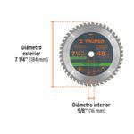 Disco-de-corte-de-sierra-de-7-1-4--multimaterial-con-centro-de-5-8--con-60-dientes-de-triple-filo.