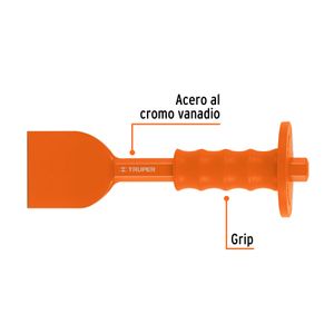 Cincel ladrillero de 2-3/4 pulgadas x 10 pulgadas de alto con grip protector. - TRUPER