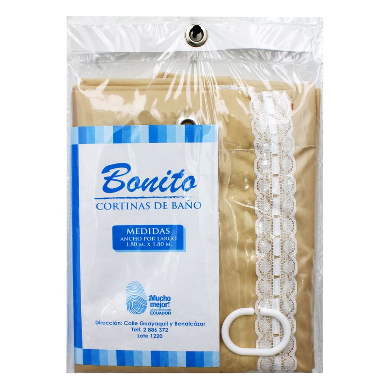 Cortina-para-baño-beige-de-180-x-180-cm-con-diseño-lineal-de-encaje.