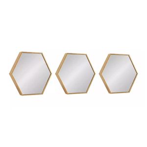 Espejos de pared forma hexagonal CHAMPAGNE; 26 x 30 cm. - KENNEDY