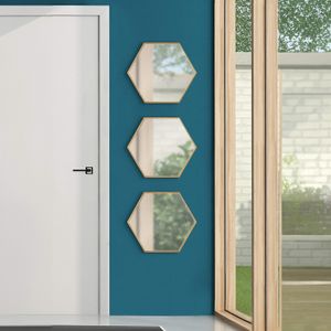 Espejos de pared forma hexagonal CHAMPAGNE; 26 x 30 cm. - KENNEDY