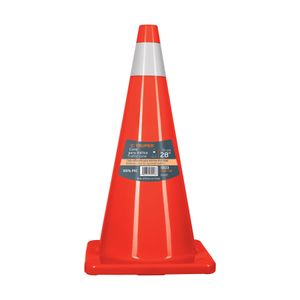 Cono de seguridad de 70 cm con cinta reflejante de 36 cm de ancho y estructura de PVC. - TRUPER