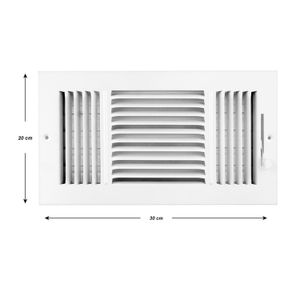 Rejilla de ventilación color blanco de 30 x 20 cm, metálica de 3 vías. - WRT
