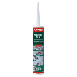 Silicona adhesiva MAXIFLEX SIL A acético con fungicida junta y sella; 300 ml. - INTACO