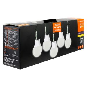 Focos LED E27, 9W, 3000 K, 806 lm, 120-240V, vida útil 25.000 h, luz amarilla cálida. - LEDVANCE