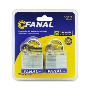 Candado laminado plateado de 50 mm fabricado con placas metálicas de acero que ofrecen máxima seguridad. - FANAL