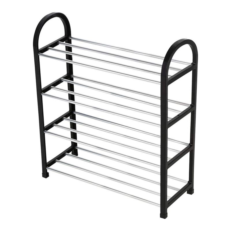 Organizador-de-zapatos-de-4-niveles-estante-de-plastico-y-base-con-tubos-de-aluminio.