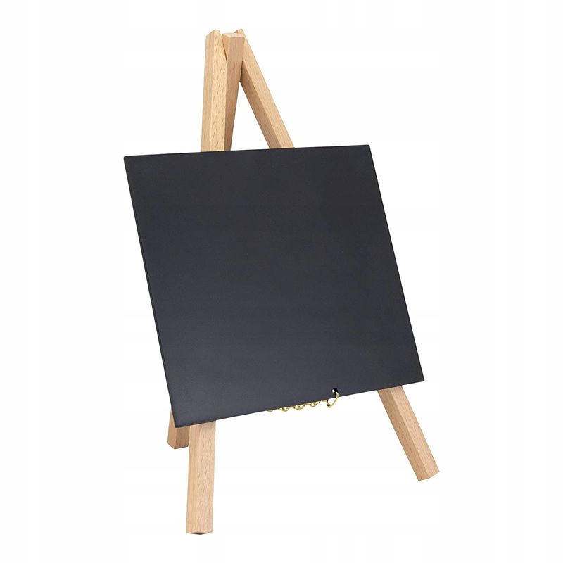 Pizarra-con-tripode-color-negro-fabricada-con-madera-y-PVC-plastico-de-23-x-16-cm.