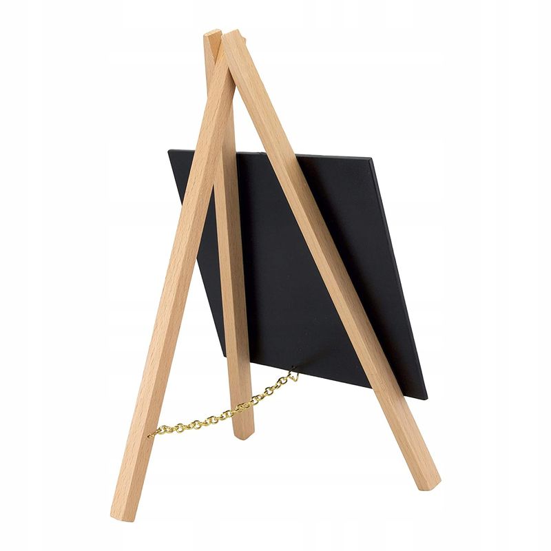 Pizarra-con-tripode-color-negro-fabricada-con-madera-y-PVC-plastico-de-23-x-16-cm.