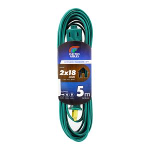 Extensión eléctrica de 5 m con 2 salidas aterrizadas tipo A, 10 amp, 125 V, 1250W. - ELECTROCABLES