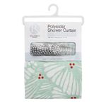 Cortina-para-baño-verde-de-180-x-180-cm-con-diseño-HOJAS.