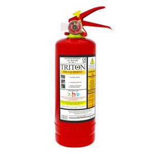 Extintor de incendios de 1 kg de capacidad a base de PQS (polvo químico seco) especializado para fuegos de clase A,B y C - TRITON