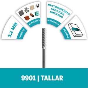 Fresa De Tallado De Punta Cuadrada De 1/8" 3,2mm (Modelo 9901) - DREMEL