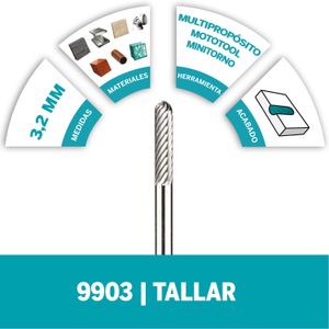 Fresa De Tallado Cilindrica De Punta Redondada De 1/8" 3,2mm (Modelo 9903) - DREMEL