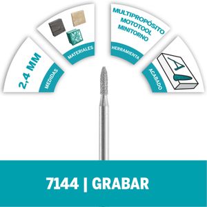 Fresa Diamantada De Grabado De Punta Delgada De 3/32" 2,4mm (Modelo 7144) - DREMEL