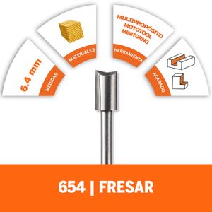 Fresa Recta De 1/4" 6,4mm (Modelo 654) - DREMEL