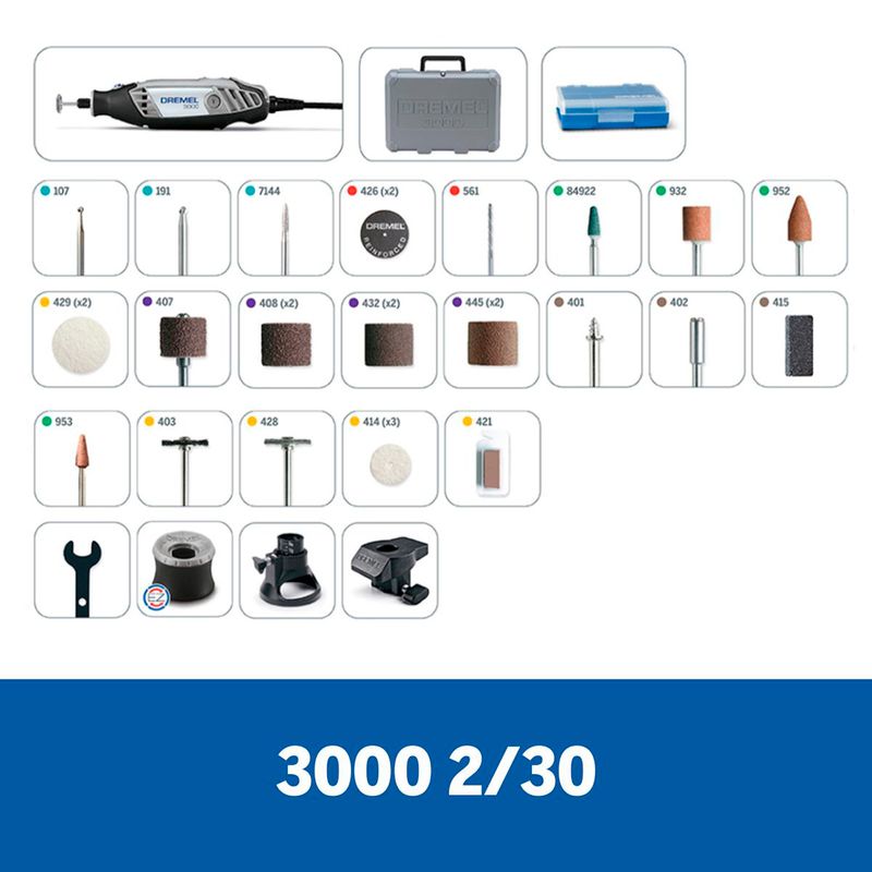 Kit-Dremel-3000-Vv-30Pzs-C-Eje-Flexible-Guia